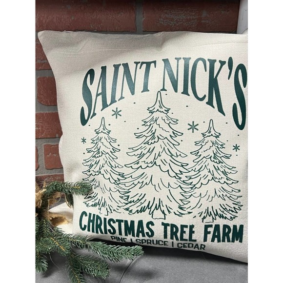 St. Nicks Christmas Tree Farm Holiday Throw Pillow - Picture 3 of 4